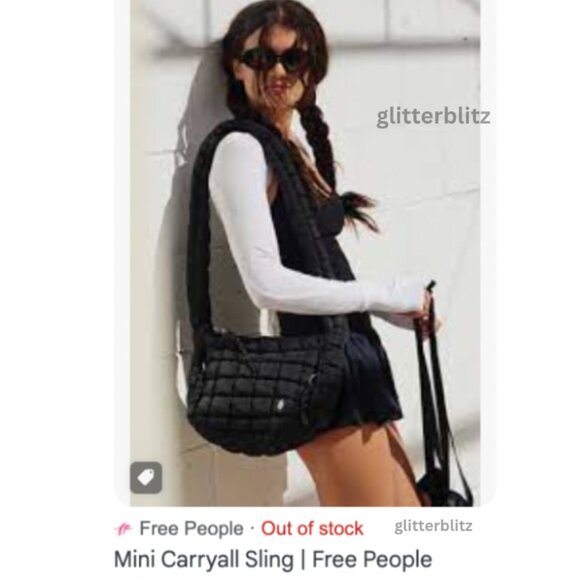 Free People Mini Carryall Sling Bag - Quilted Carryall - Black - Picture 10 of 12